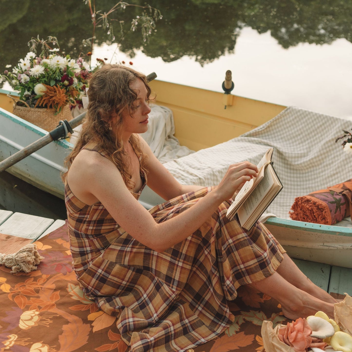 Wandering Folk Picnic Rug - Flora - Plum