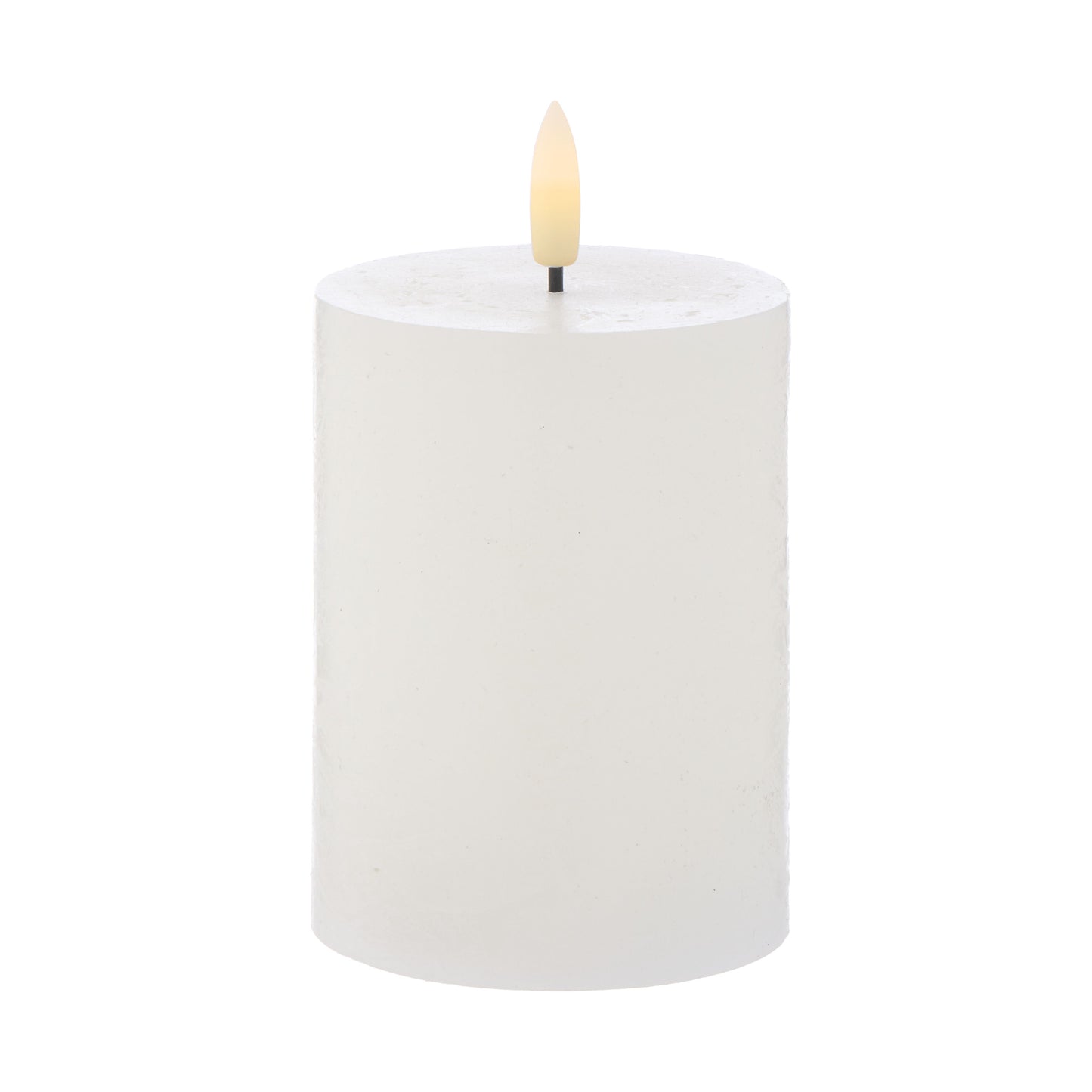 Amalfi - Hughe LED Flickering Pillar Candle - 10cm - Rustic White