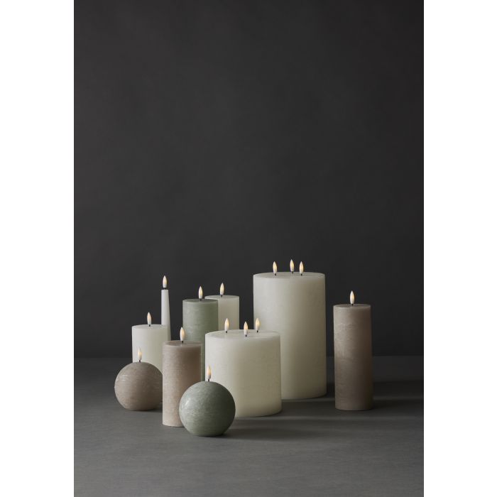 Amalfi - Hughe LED Flickering Pillar Candle - 15cm - Rustic Taupe