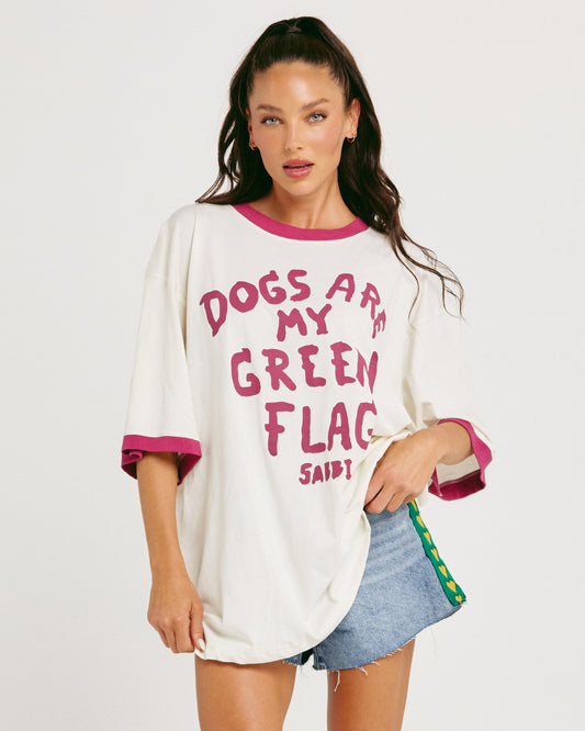 Sabbi - The Very Oversized - Green Flag Tee - Off White