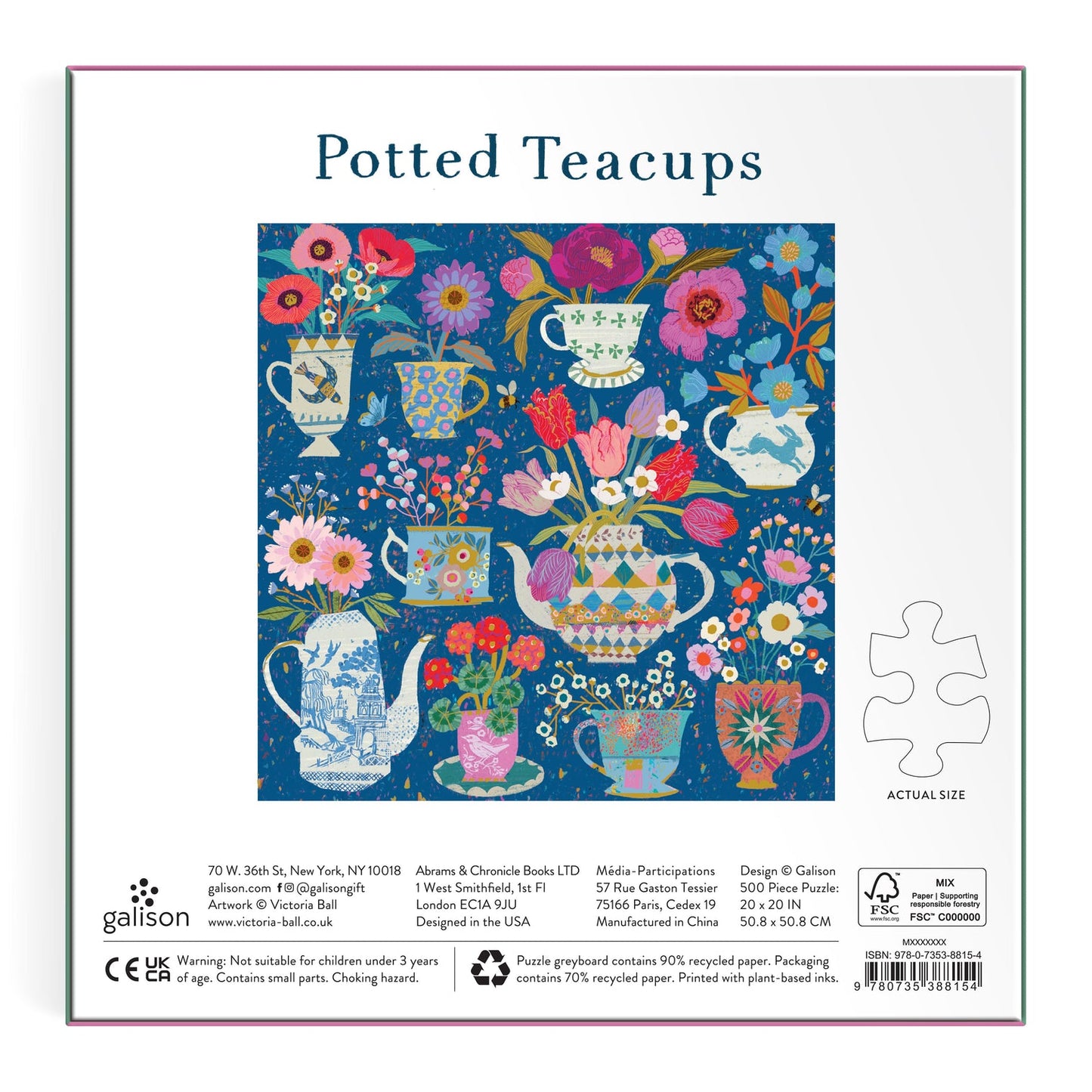 Victoria Ball - Potted Teacups Foil - 500pc Puzzle
