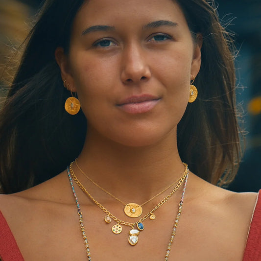 Rubyteva Design - Cleopatra Coin Necklace - Cubic Zirconia