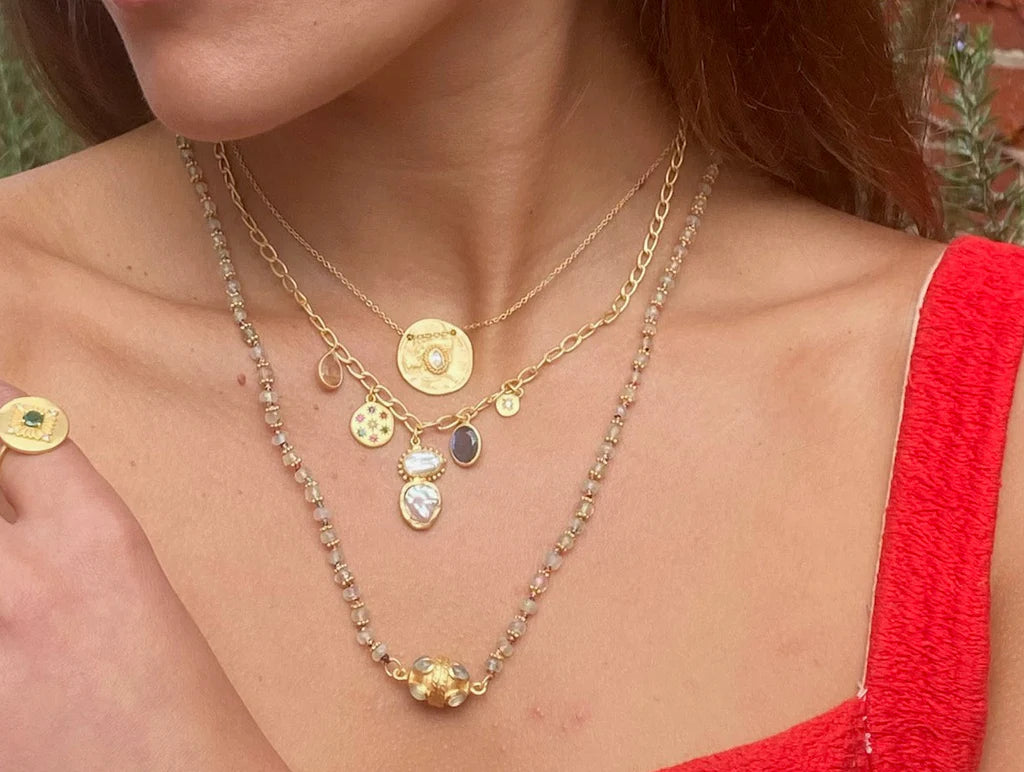 Rubyteva Design - Cleopatra Coin Necklace - Cubic Zirconia