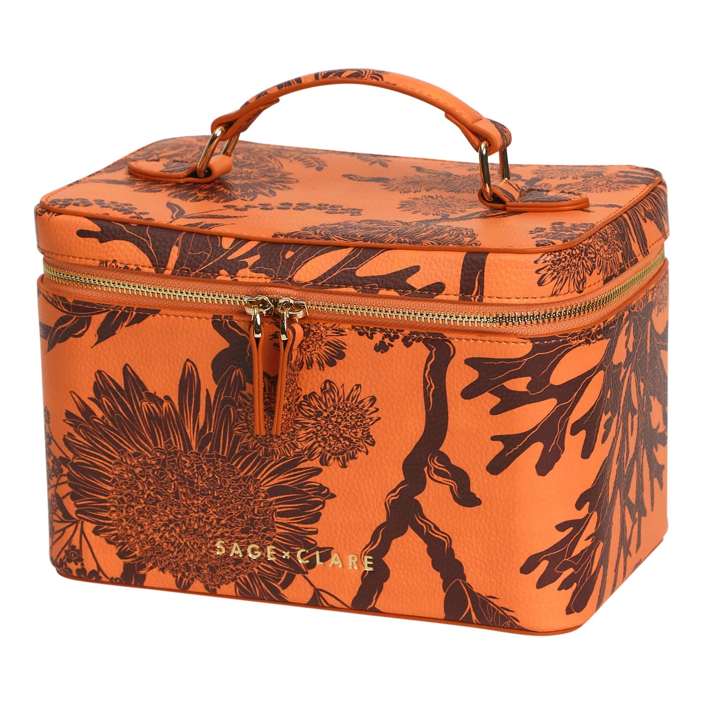 Sage X Clare - Delphine Large Vanity Case - Vivid Coral