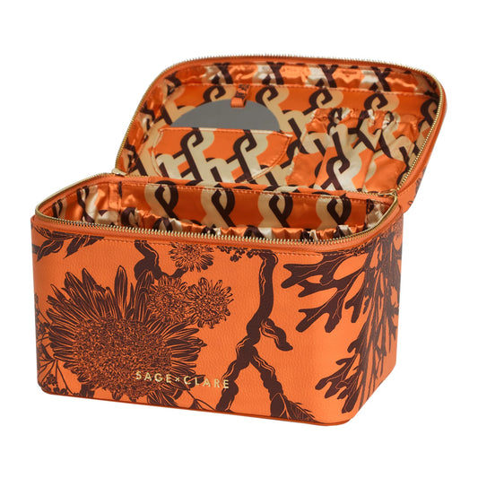 Sage X Clare - Delphine Large Vanity Case - Vivid Coral