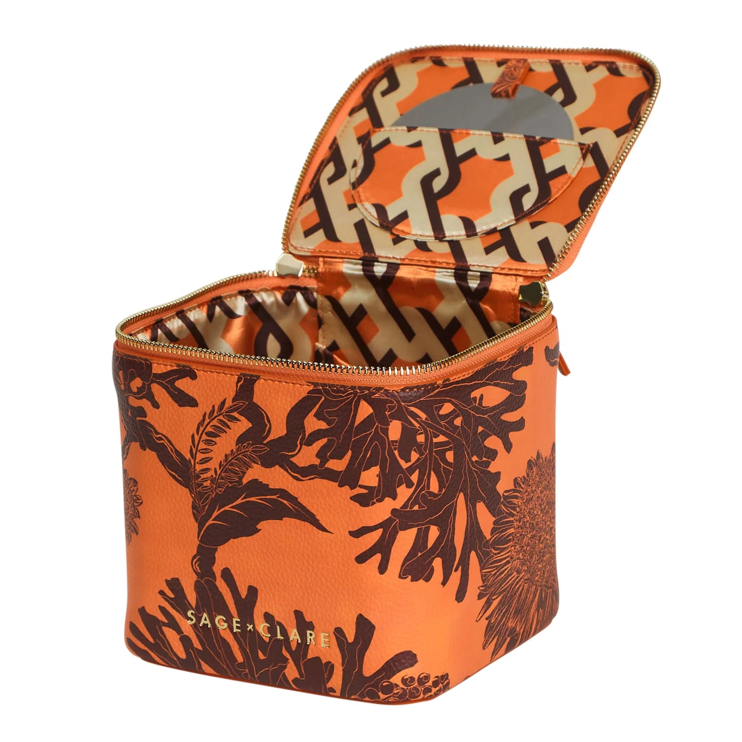 Sage X Clare - Delphine Small Vanity Case - Vivid Coral