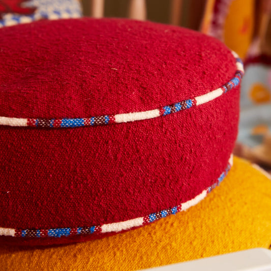 Sage X Clare - Delana Round Cushion - Crimson