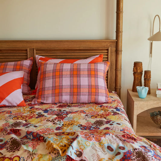 Sage X Clare - Isla Linen Pillowcase Set - Vivid Coral - Standard