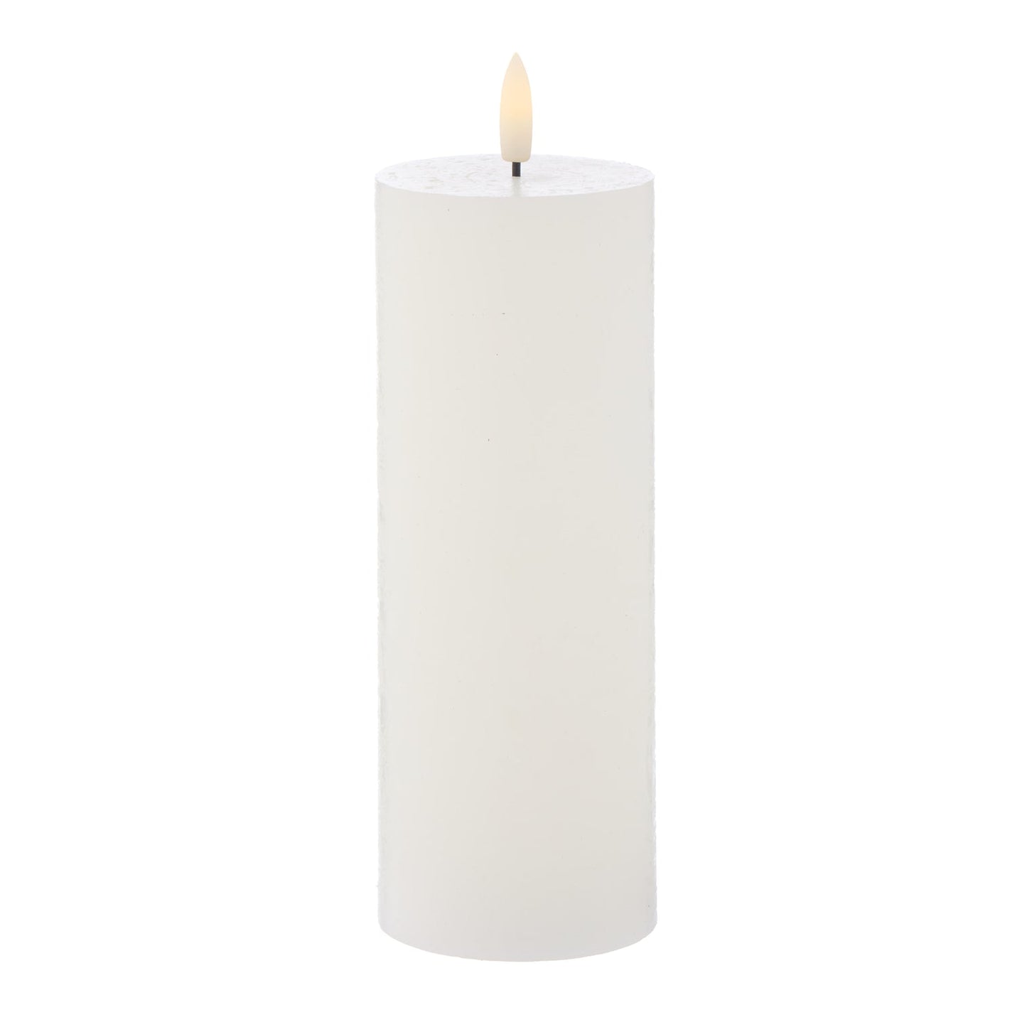 Amalfi - Hughe LED Flickering Pillar Candle - 20cm - Rustic White