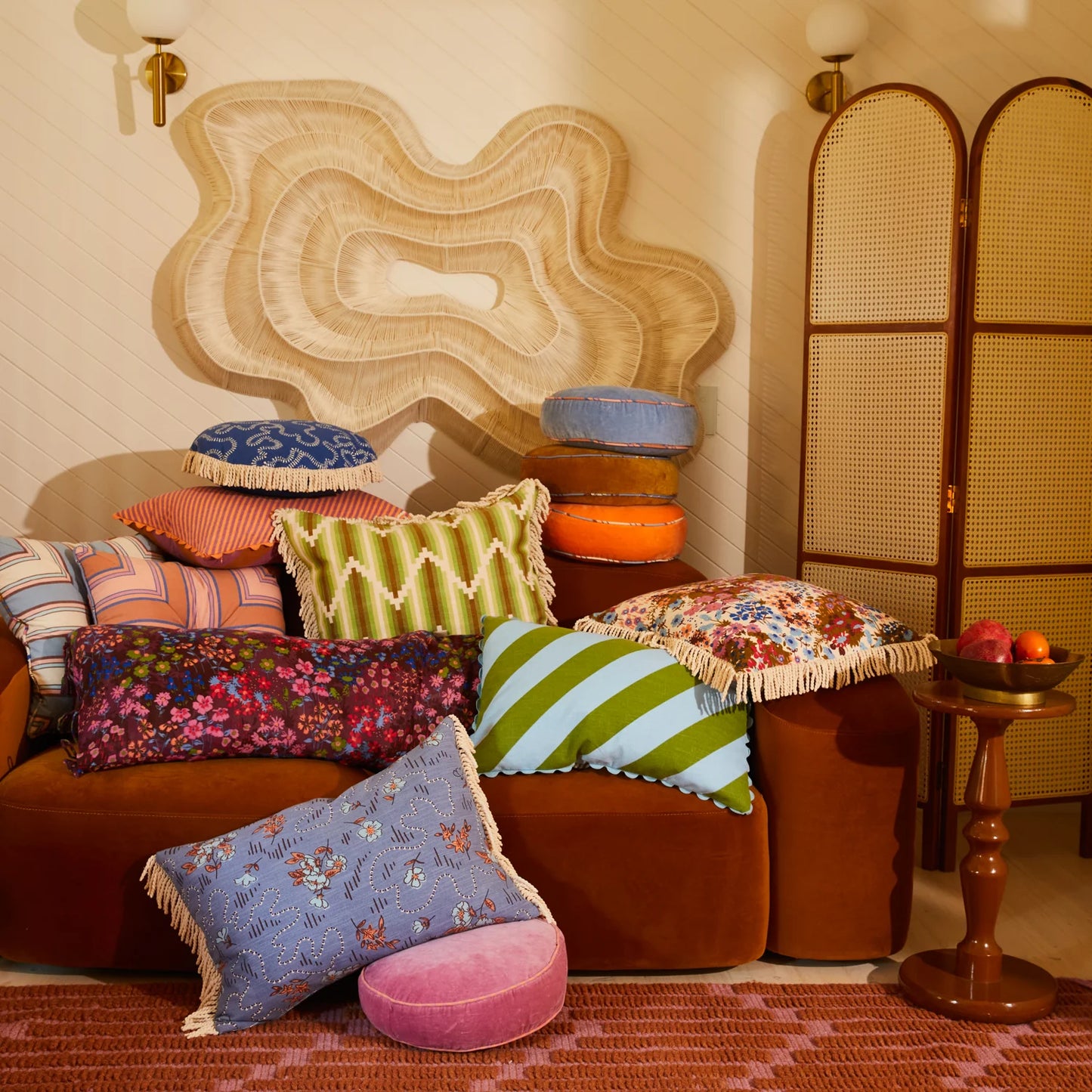 Sage X Clare - Nisha Fringe Cushion - Reed