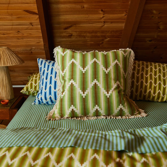 Sage X Clare - Nisha Fringe Cushion - Reed