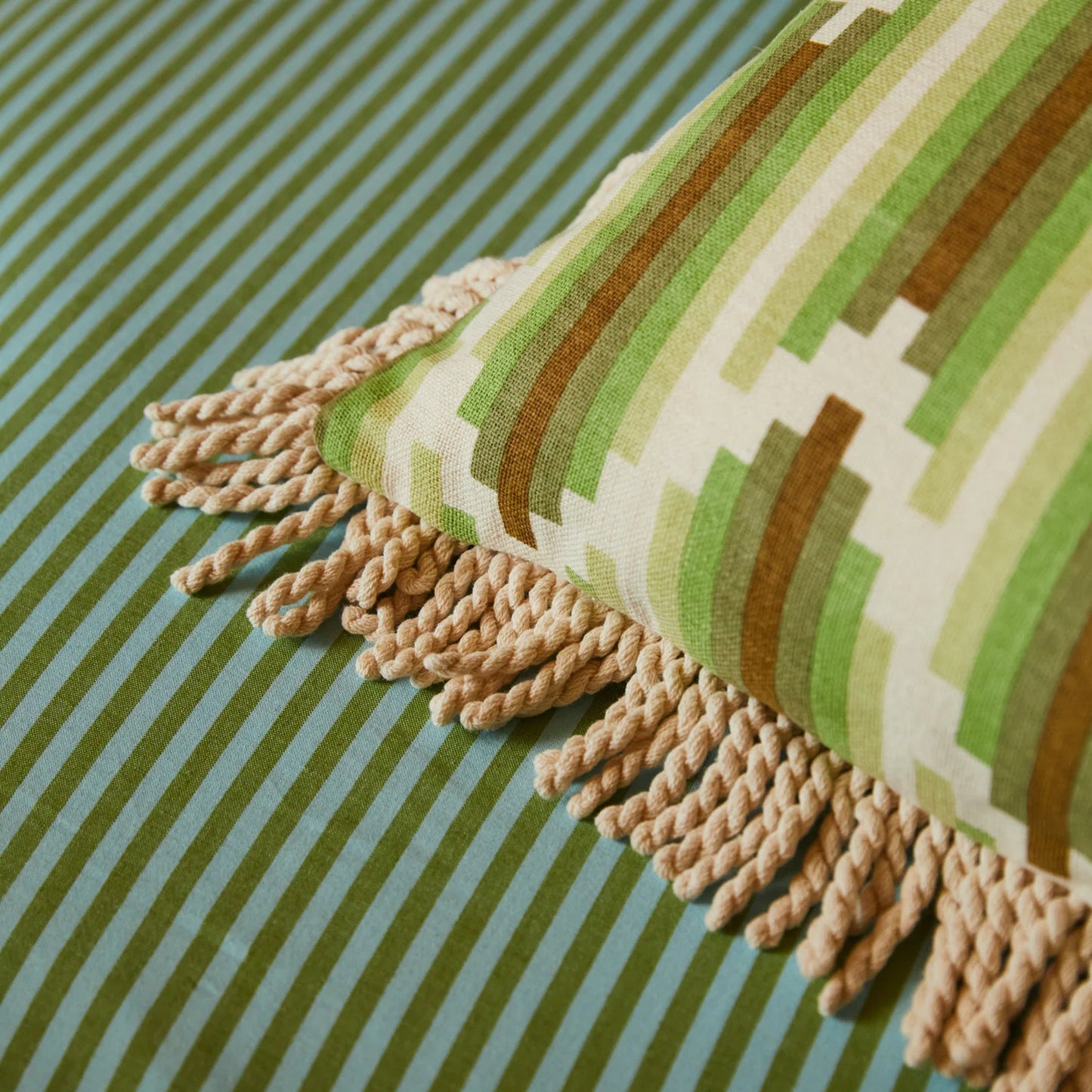 Sage X Clare - Nisha Fringe Cushion - Reed