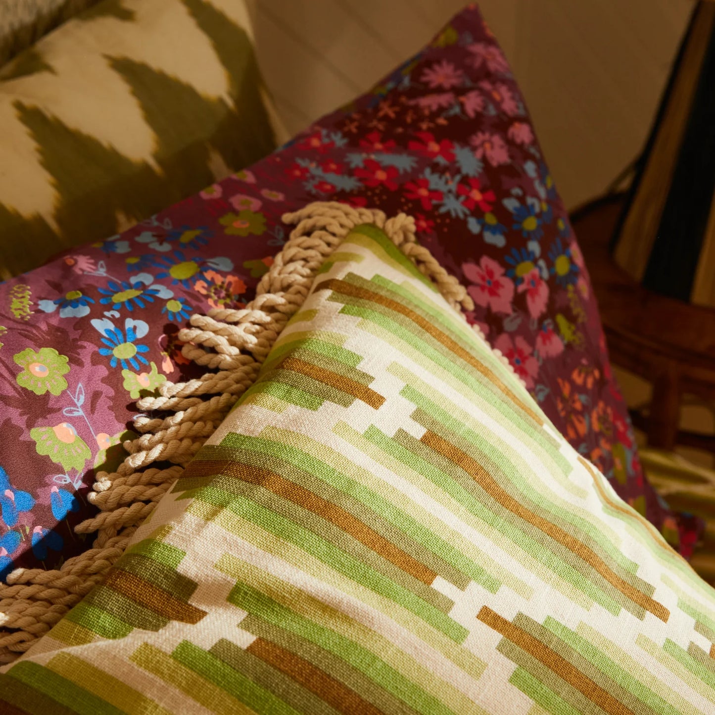 Sage X Clare - Nisha Fringe Cushion - Reed