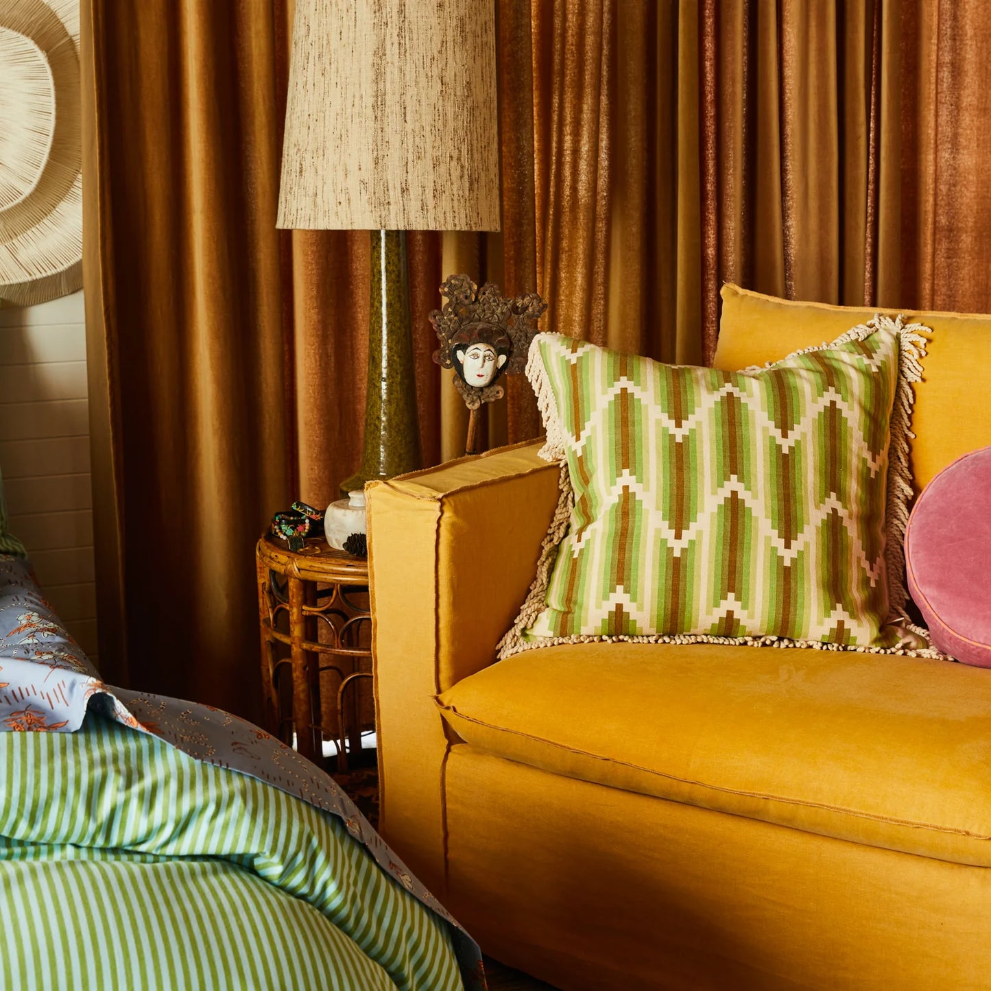 Sage X Clare - Nisha Fringe Cushion - Reed