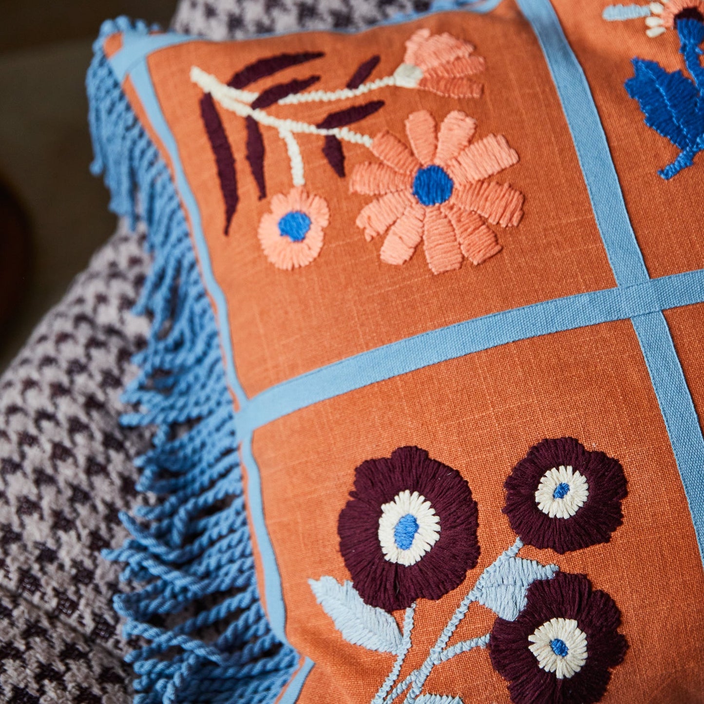 Sage X Clare - Mira Embroided Cushion - Cinnamon