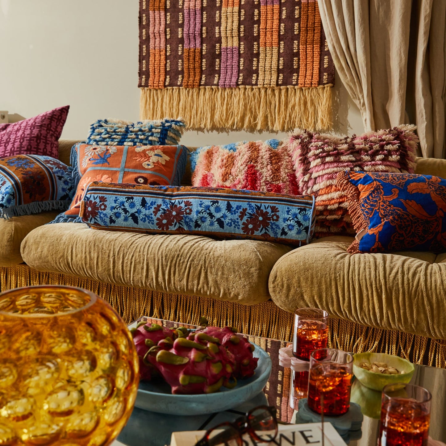 Sage X Clare - Mira Embroided Cushion - Cinnamon
