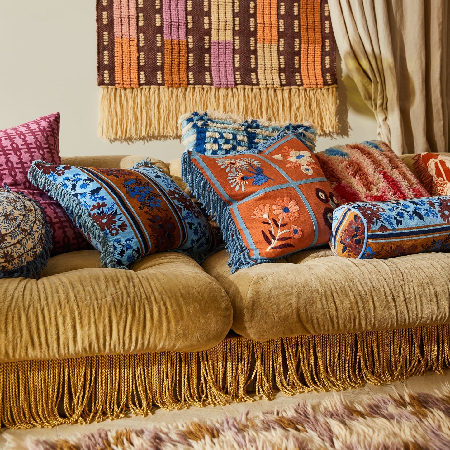 Sage X Clare - Mira Embroided Cushion - Cinnamon