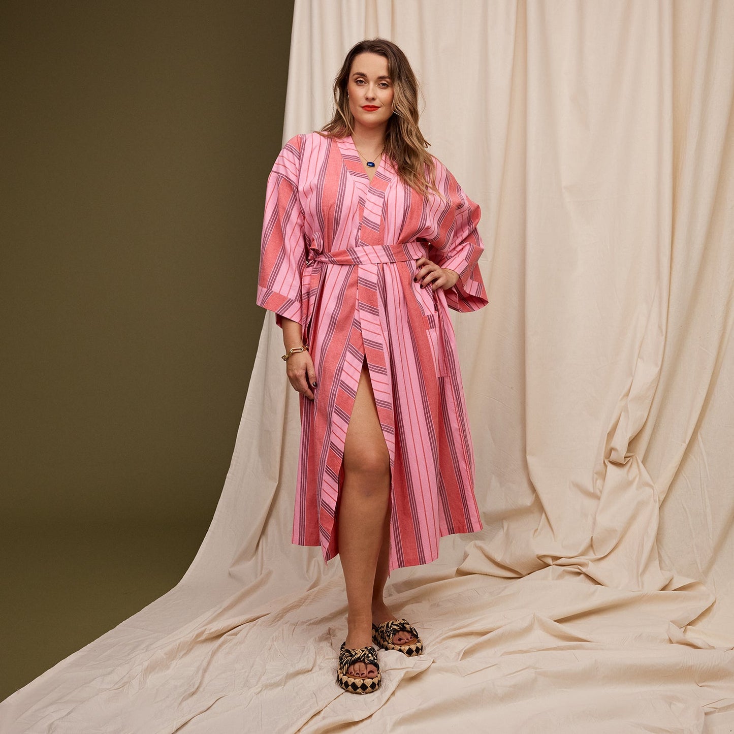 Sage X Clare - Brigitte Cotton Bath Robe - Scarlet
