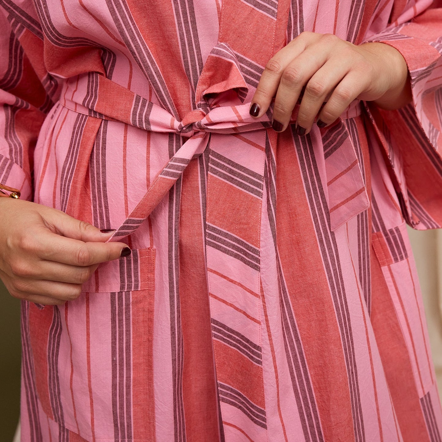 Sage X Clare - Brigitte Cotton Bath Robe - Scarlet