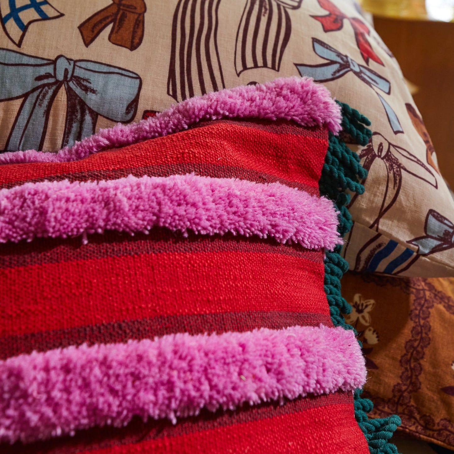 Sage X Clare - Dumas Tufted Cushion - Scarlet