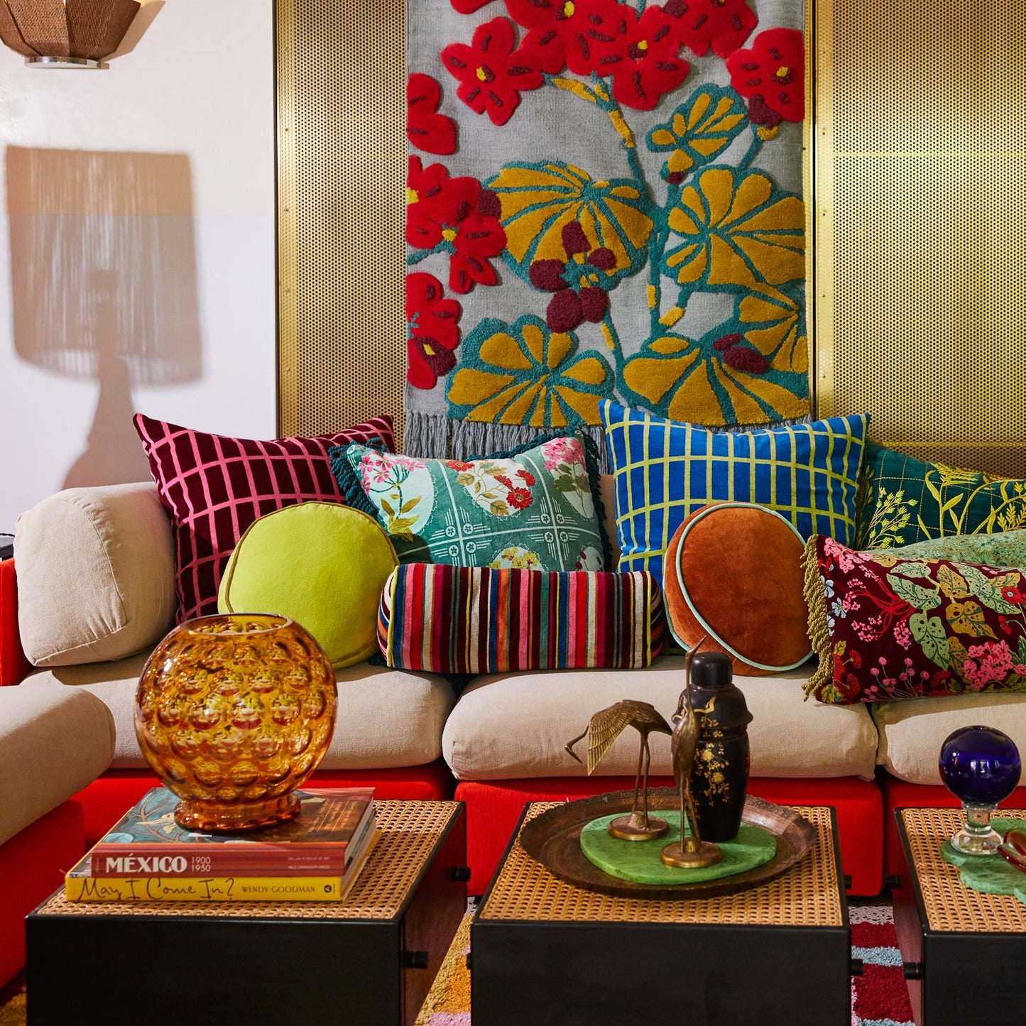 Sage X Clare - Castilo Round Velvet Cushion - Chartreuse
