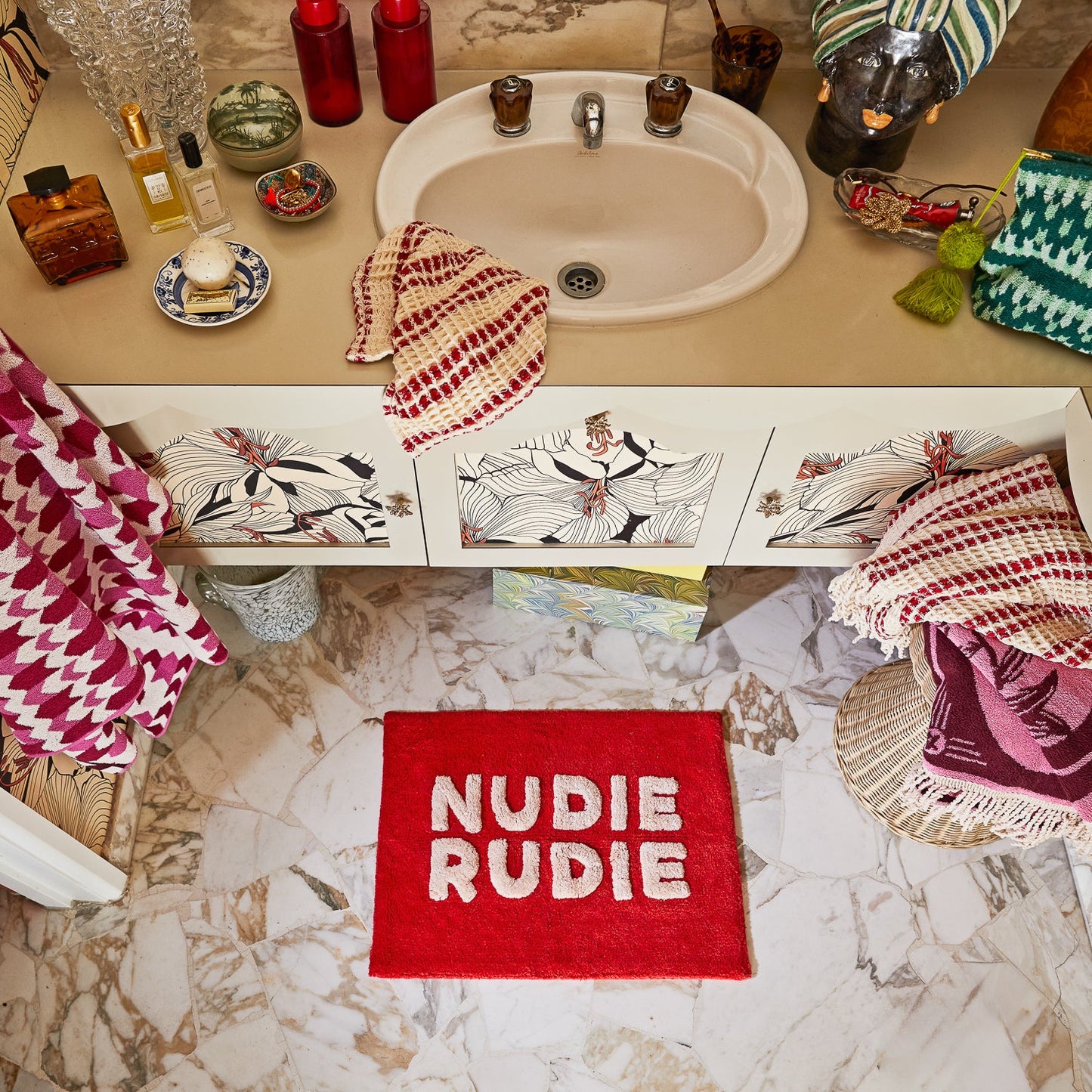 Sage X Clare - Tula Mini Nudie Bath Mat - Scarlet