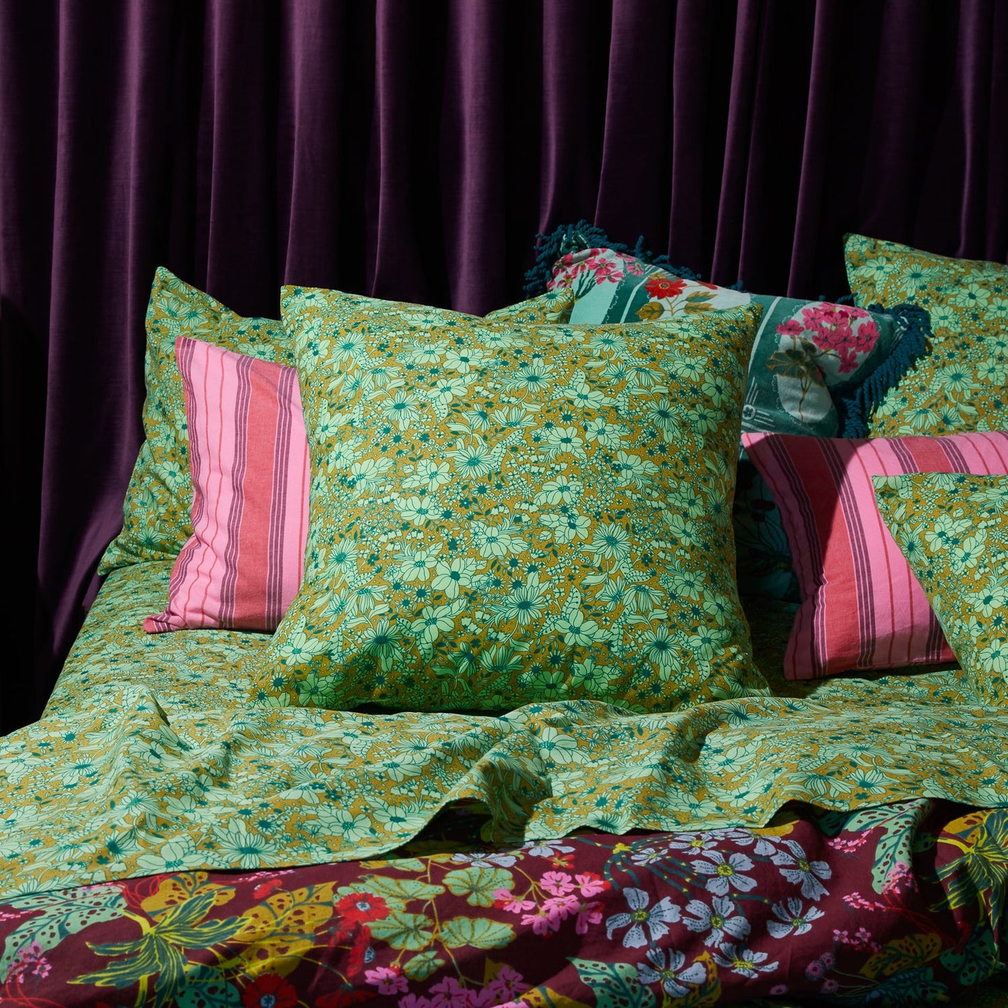 Sage X Clare - Evette Cotton Euro Pillowcase Set - Olive