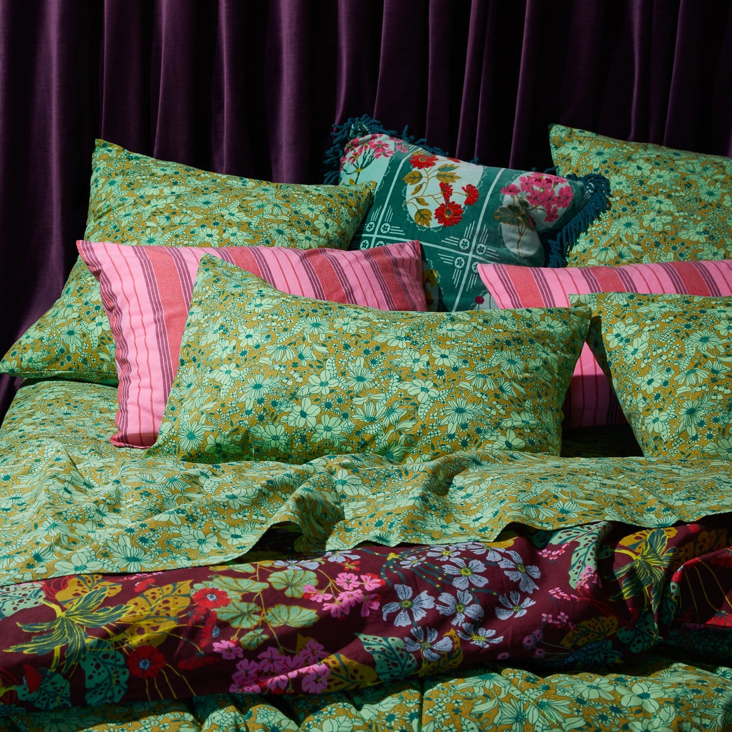 Sage X Clare - Evette Cotton Standard Pillowcase Set - Olive