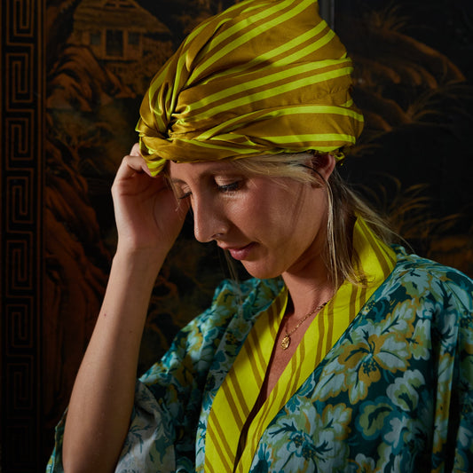 Sage X Clare - Taylor Silk Hair Turban - Olive
