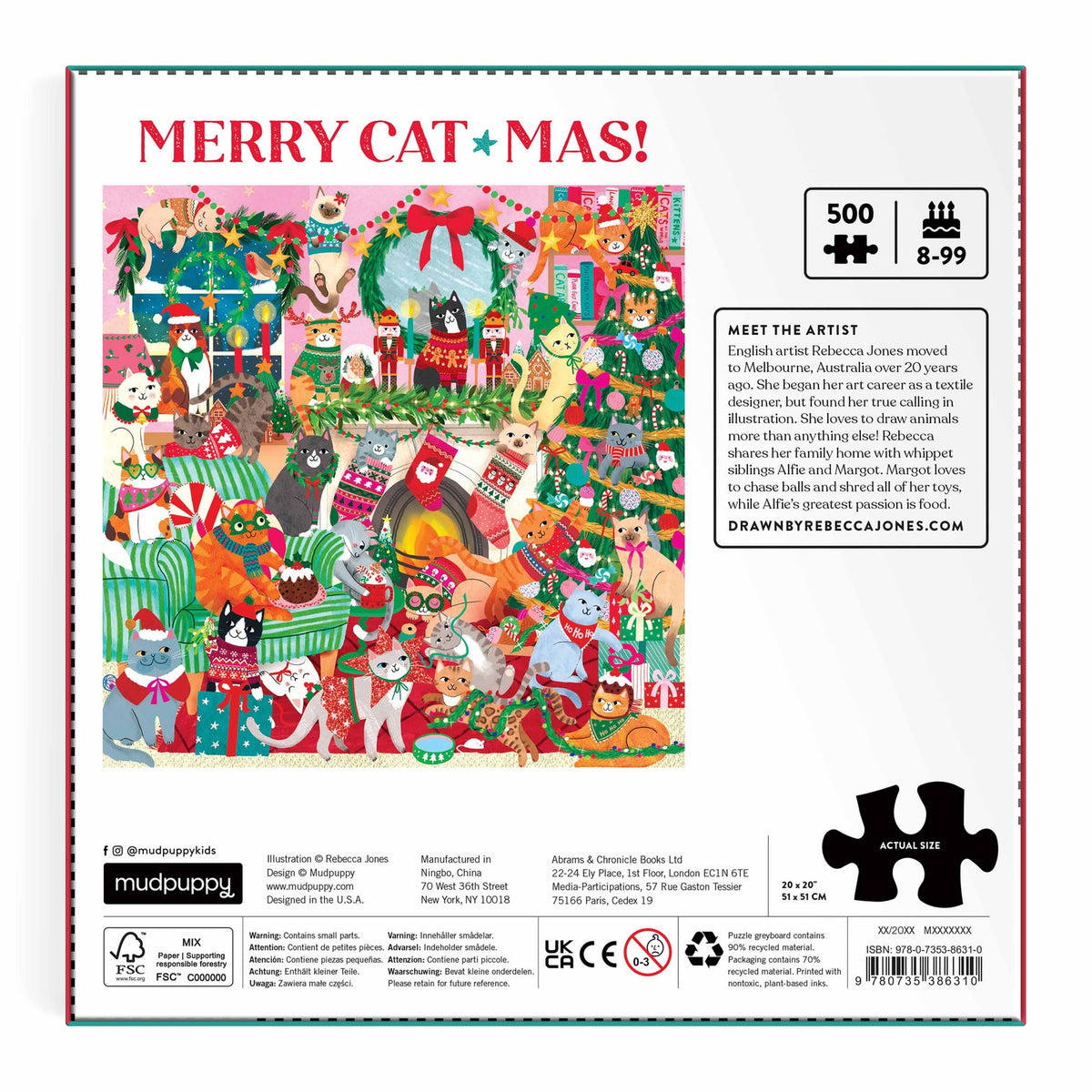 Mudpuppy - Merry Catmas! Puzzle - 500pcs