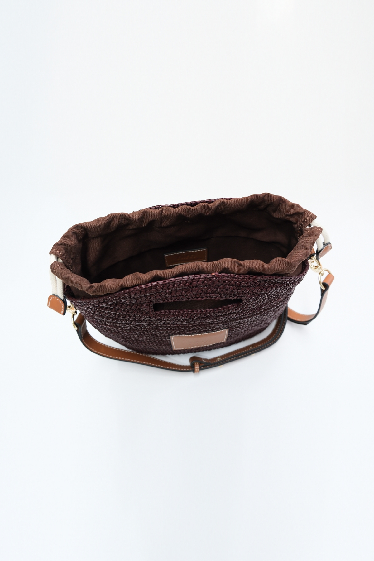 Nim The Label - Leather Trimmed Raffia Mini - Cocoa