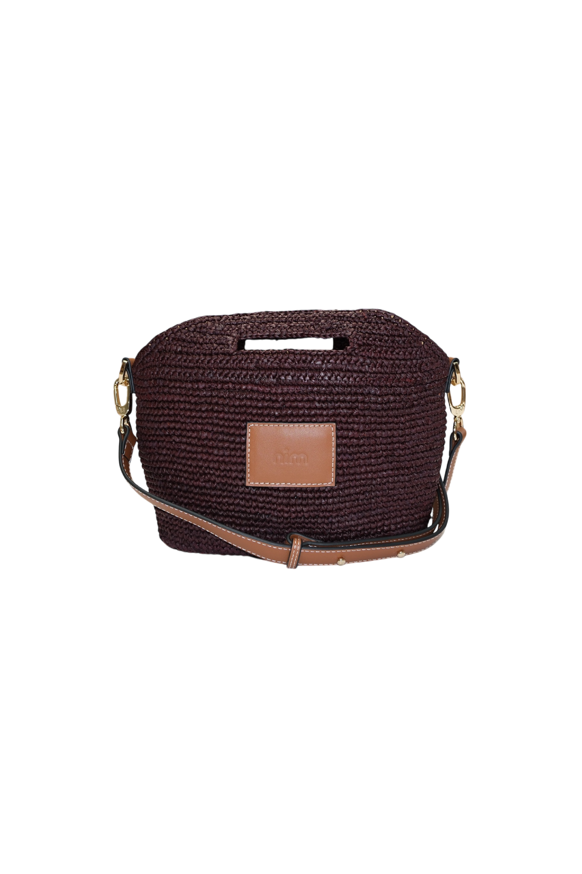 Nim The Label - Leather Trimmed Raffia Mini - Cocoa