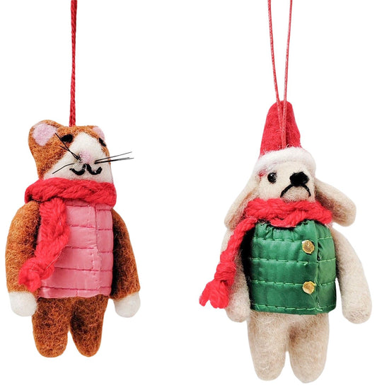 Cat & Dog - Puffer Jackets - Hanging Decoration