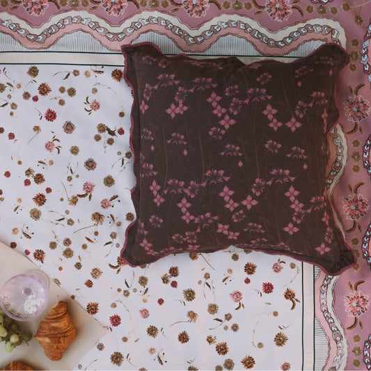 Wandering Folk - Violet Cushion Cover - Merlot