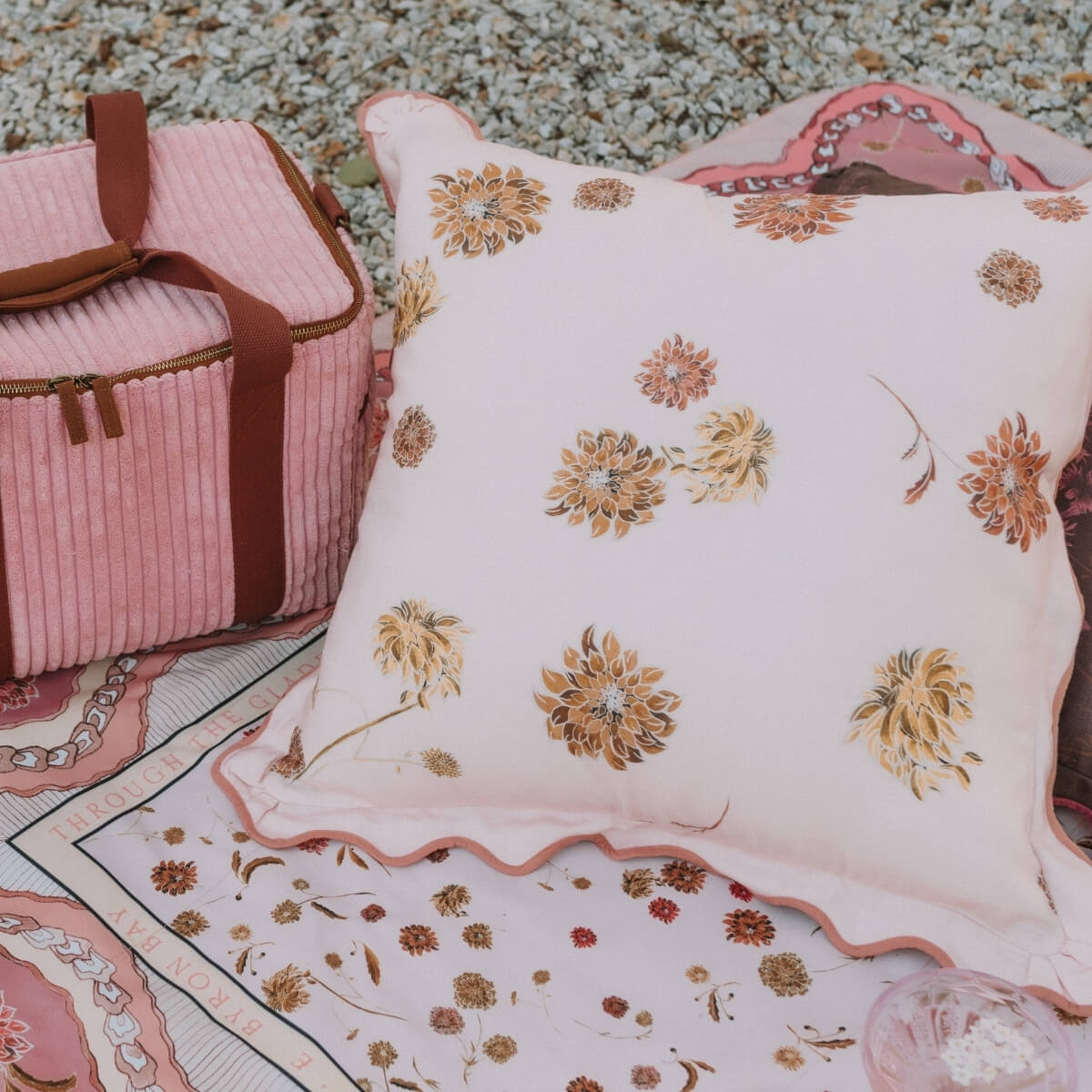 Wandering Folk - Dahlia Cushion Cover - Rose