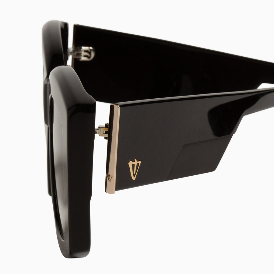 Valley Eyewear - Coltrane - Gloss Black w. Gold Metal Trim / Black Gradient Lens