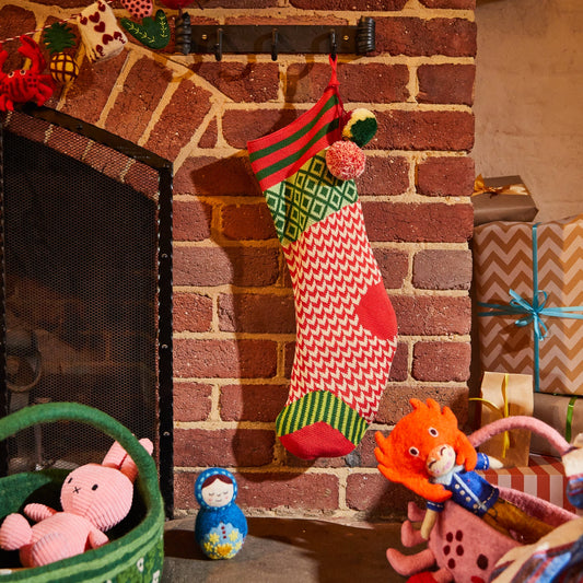 Sage X Clare - Palmina Knitted Stocking - Crimson