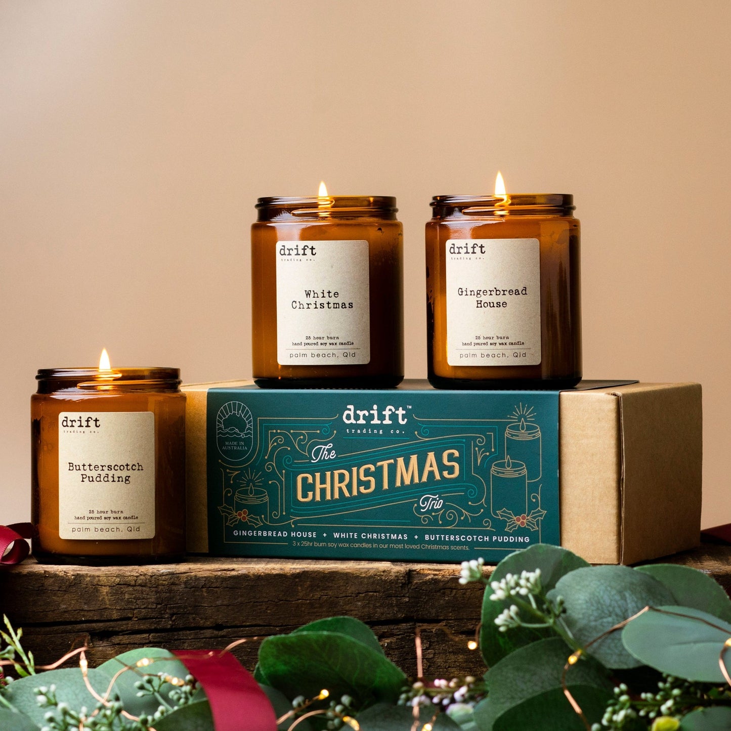 Drift - Amber Candle - Medium - Christmas Trio - Gift Pack
