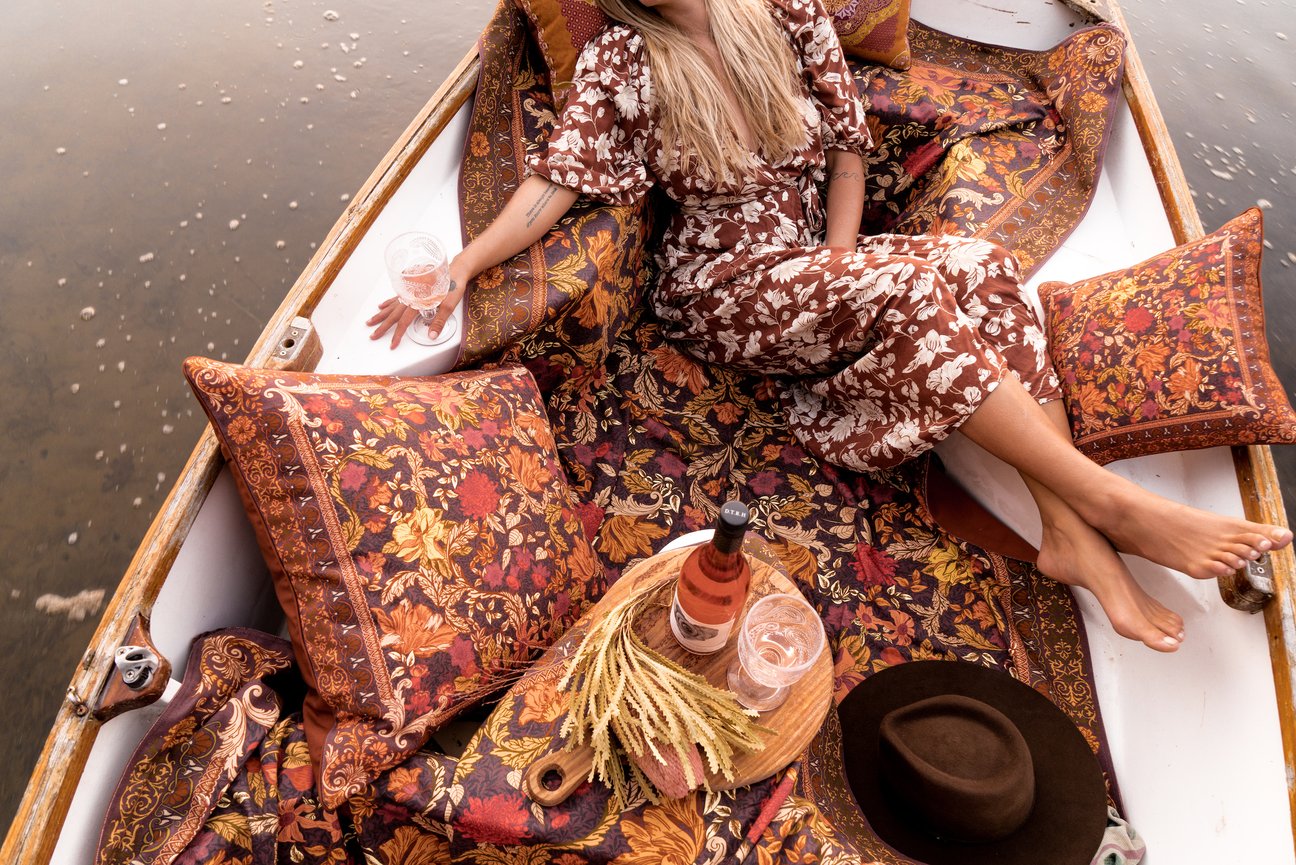 Wandering Folk Picnic Rug - Spice Forest