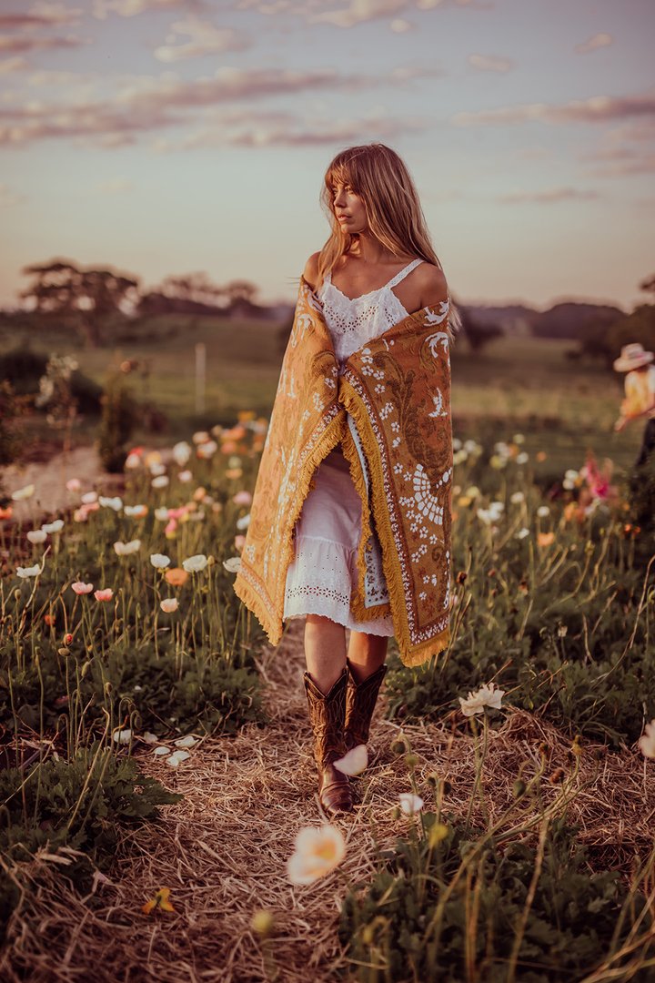 Wandering Folk Throw Rug - Ginger