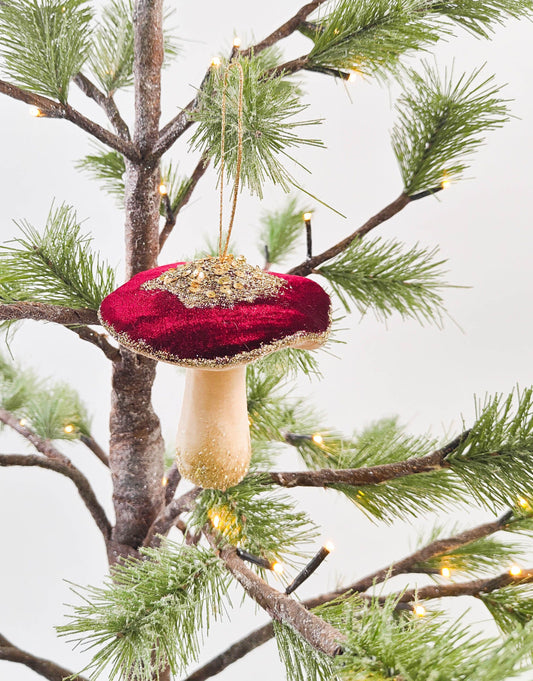 Velvet Glitter Toadstools - Hanging