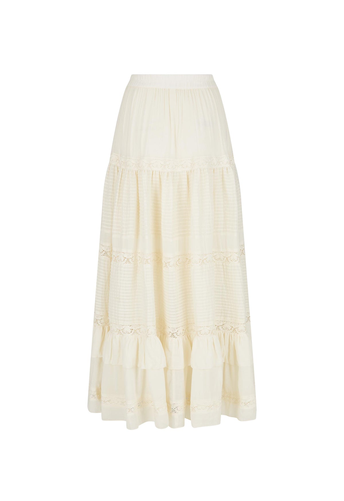Spell - Ines Tiered Maxi Skirt - Light Sand