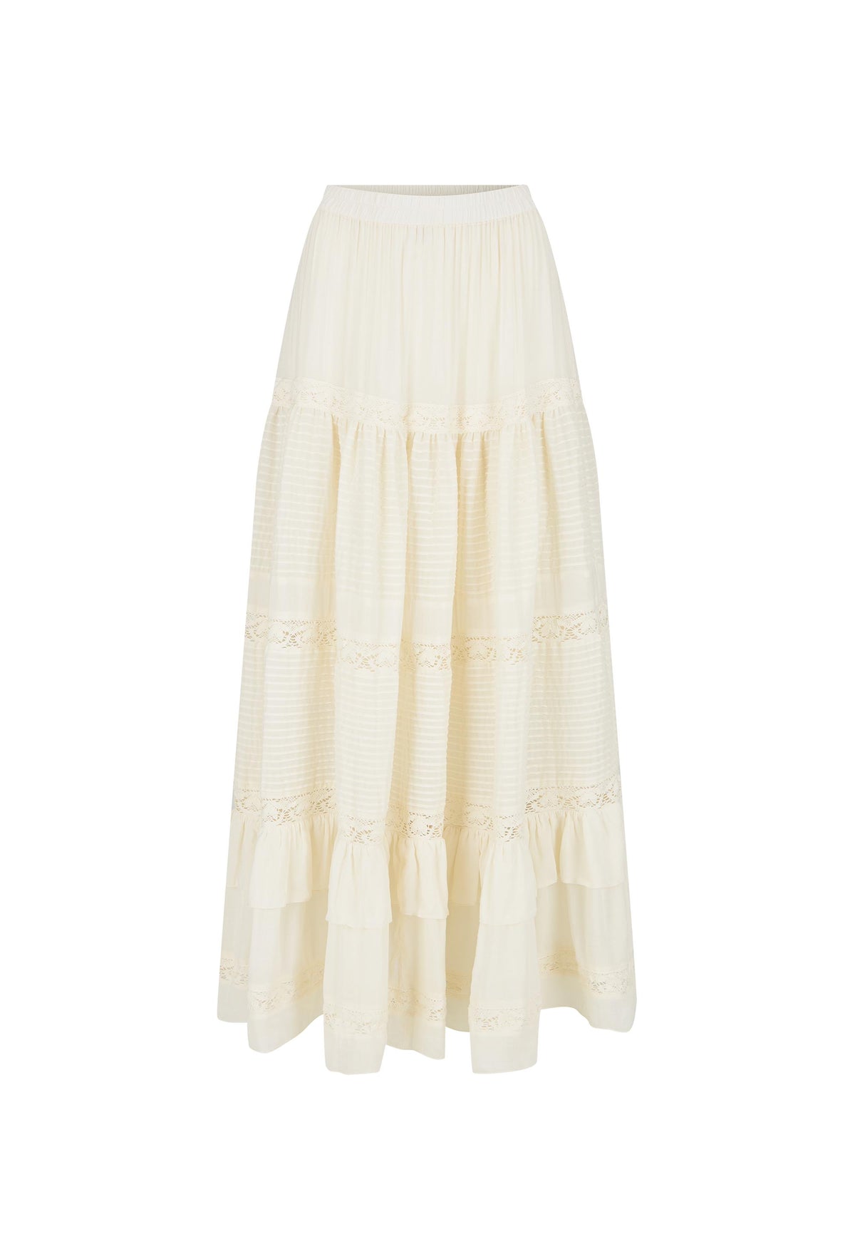Spell - Ines Tiered Maxi Skirt - Light Sand