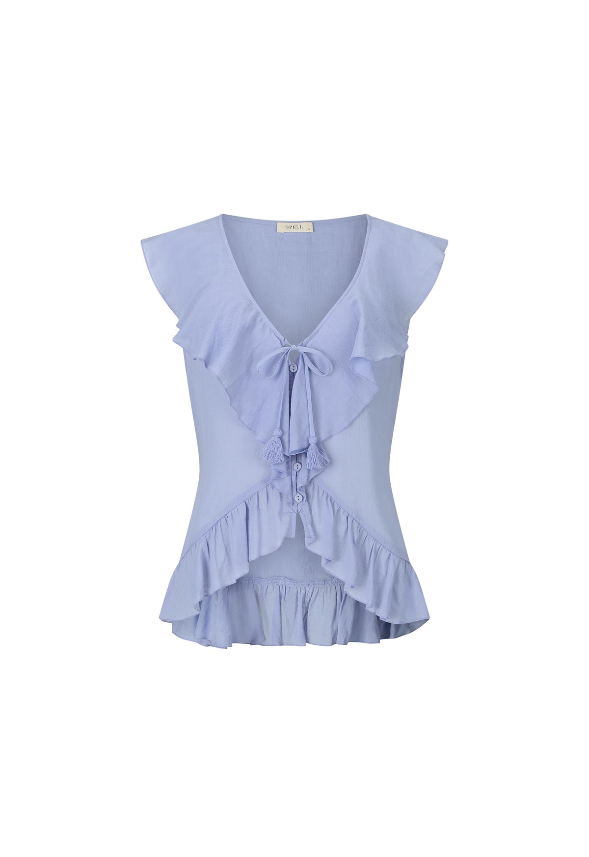 Spell - Fleur Frill Sleeveless Blouse - Lagoon