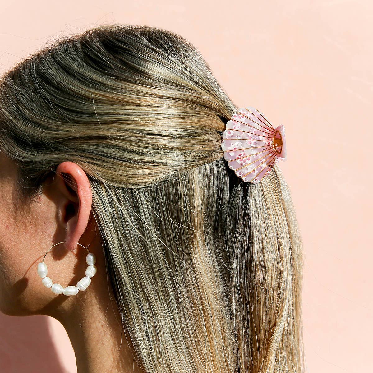 Rose Quartz Shell Clip