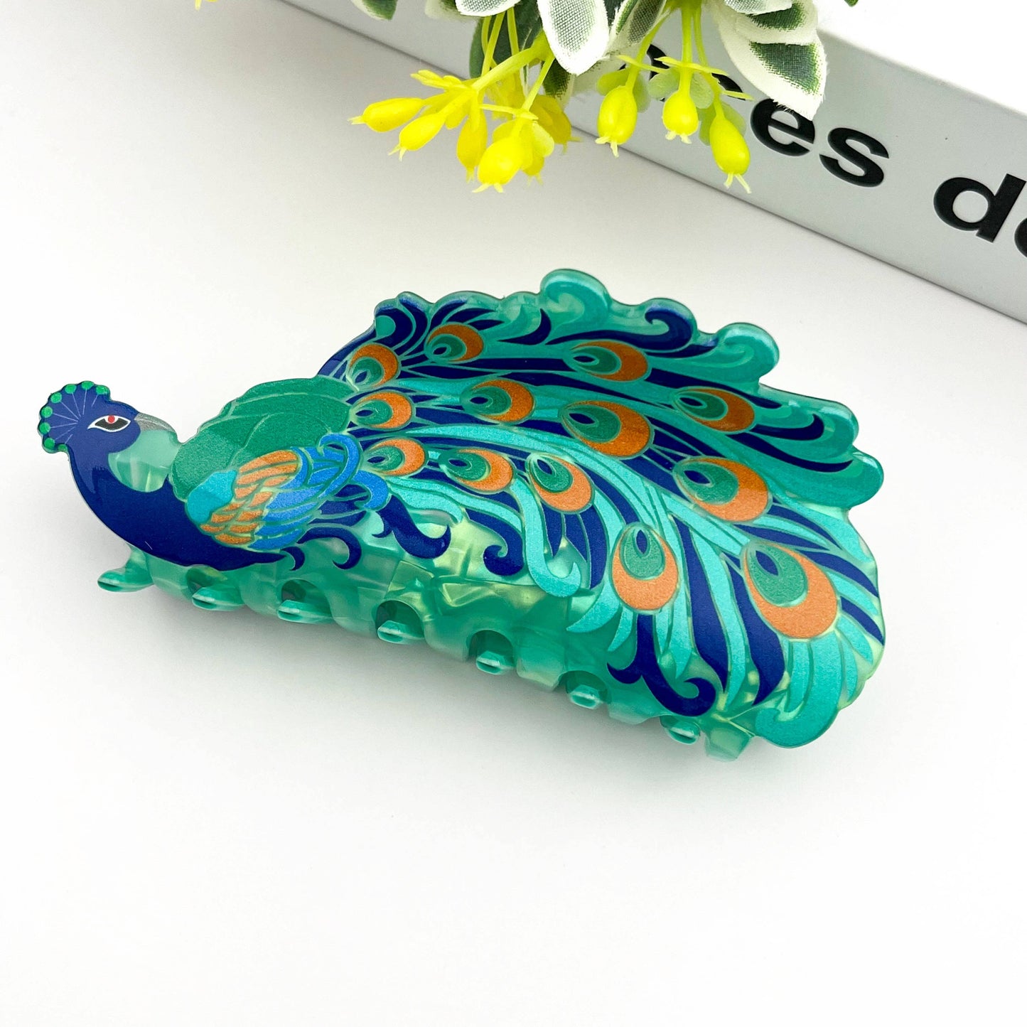 Diva - Peacock Hair Claw Clip – Blue