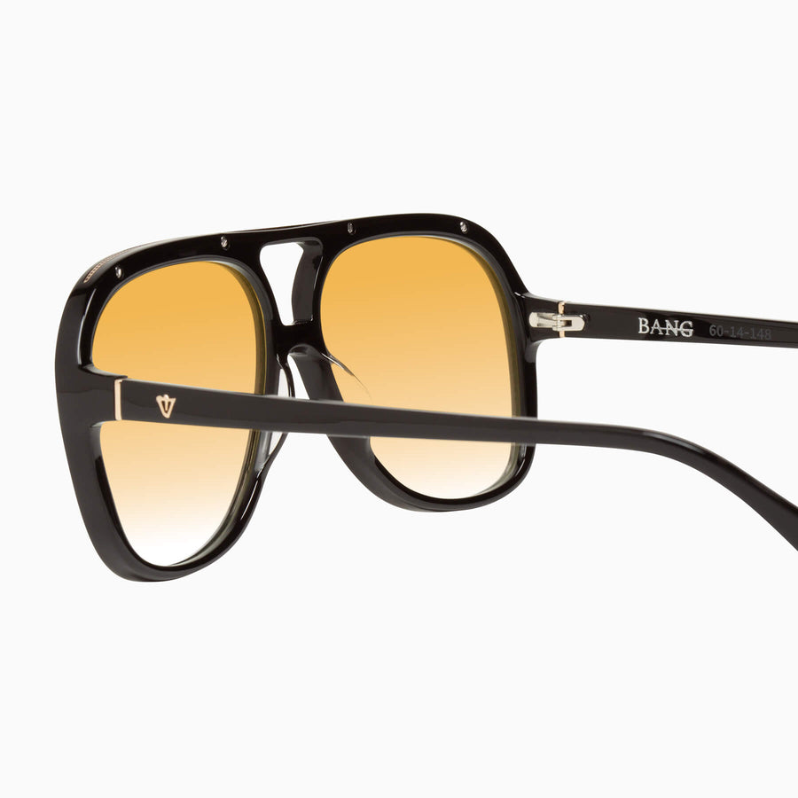 Valley Eyewear - Bang - Gloss Black w. Gold Metal / Orange Gradient Lens