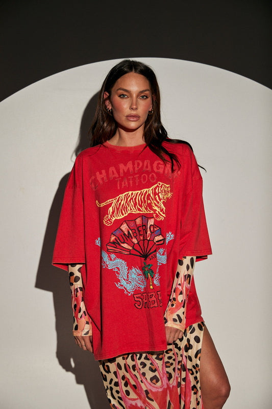 Sabbi - The Champagne Tattoo Tee - Red