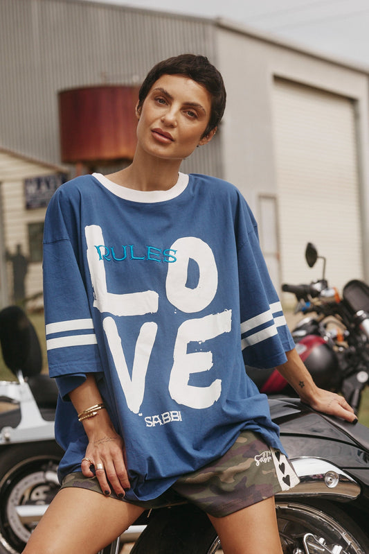 Sabbi - The Very Oversized Love Revolution Tee - Blue