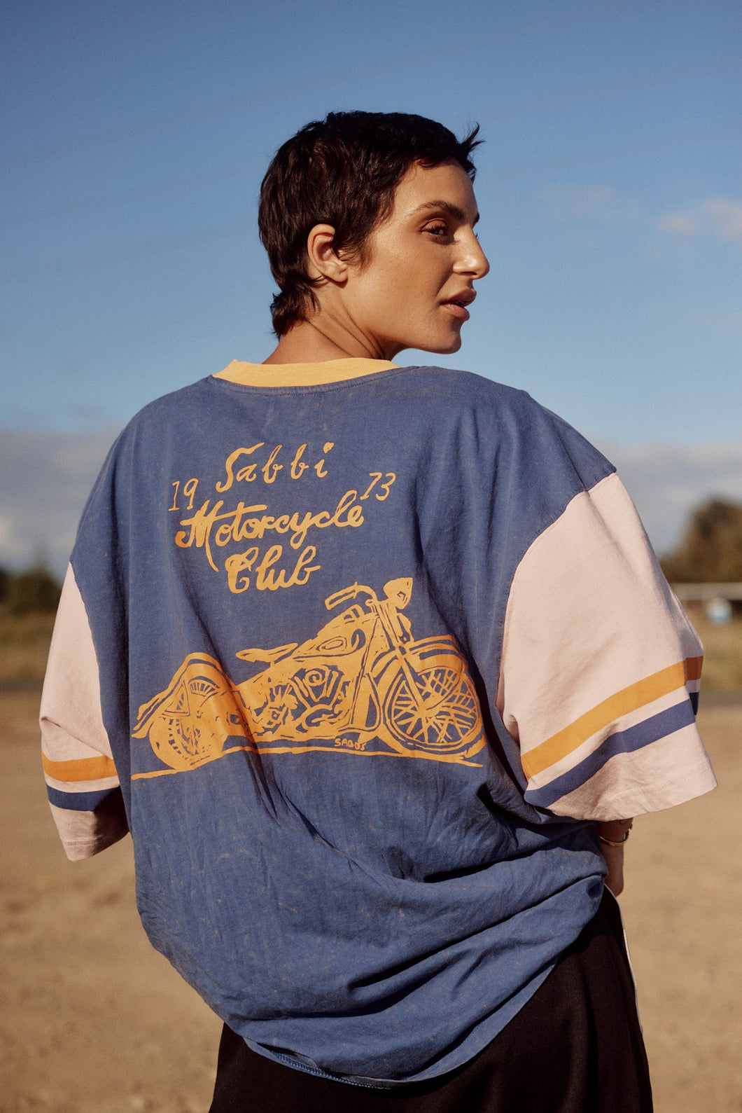Sabbi - The Very Oversized Tattoo & Roses Tee - Blue